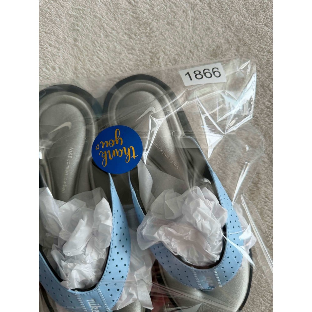 Nike Womens 7 Blue Silver Comfort Footbed Flip Flop Thong Athletic Sandals - Picture 7 of 7